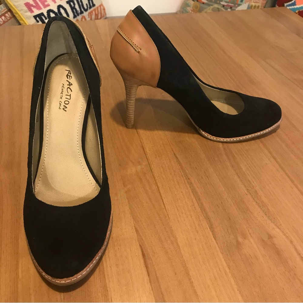 New Kenneth Cole Reaction 7hum Away Suede Heels w/ Leather Detail - Never Worn